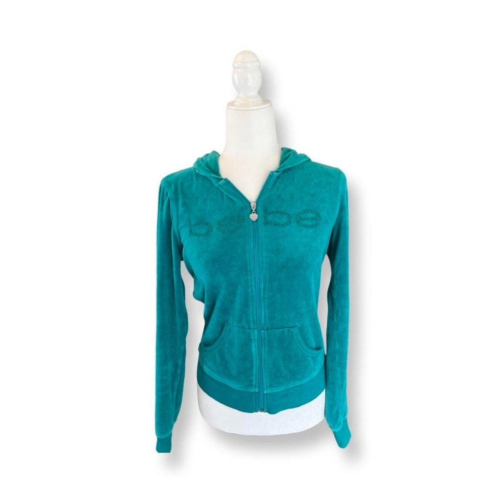 Super Cute Turquoise Women’s Bebe Velour Zip-Up Hoodie❤️
